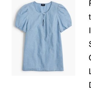 Jcrew Puff sleeve keyhole top in chambray